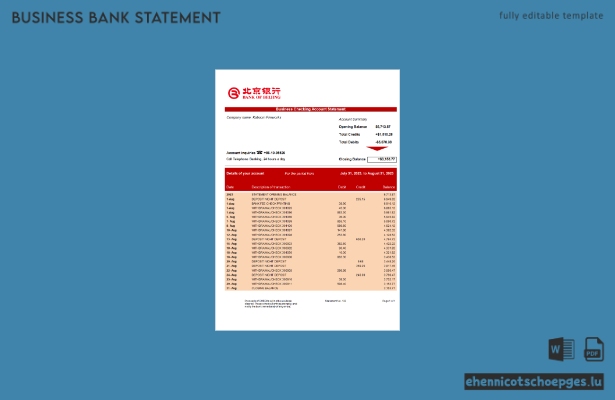 Firmenerklärung der Bank von Peking (Word- und PDF-Beispiel)
